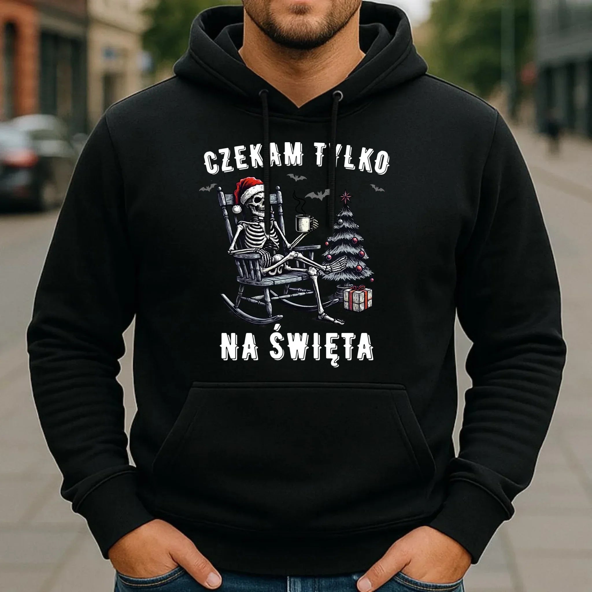 Bluza męska z kapturem świąteczna - Czekam tylko na święta BN56 - StoryCups.pl