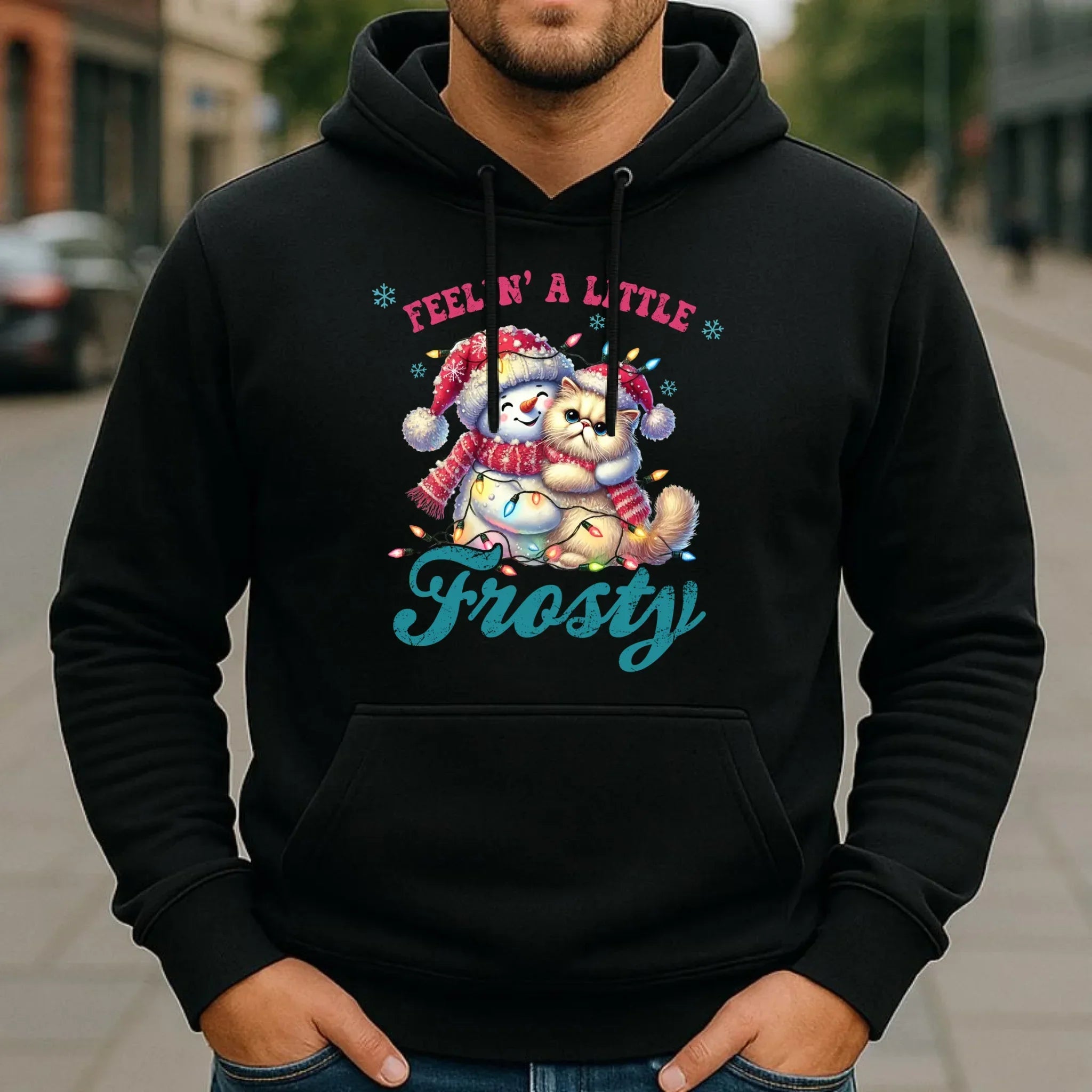 Bluza męska z kapturem świąteczna - Feelin' a little frosty BN52 - StoryCups.pl