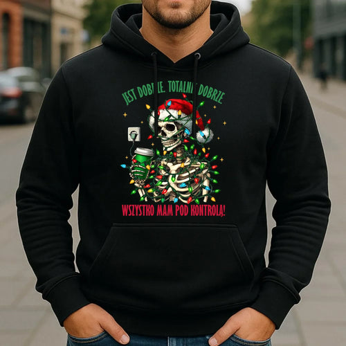 Bluza męska z kapturem świąteczna - Jest dobrze Wszystko mam pod kontrolą BN55 - StoryCups.pl