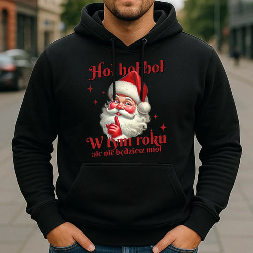 Bluza męska z kapturem świąteczna - Mikołaj Hoł hoł nic nie będziesz mioł BN66 - StoryCups.pl