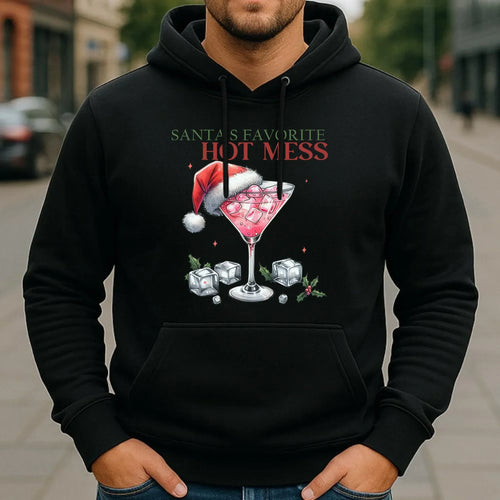 Bluza męska z kapturem świąteczna - Santa's favorite hot mess BN75 - StoryCups.pl