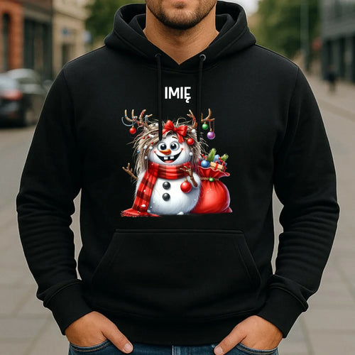 Bluza męska z kapturem świąteczna - Bałwanek - personalizowana BN70 - StoryCups.pl