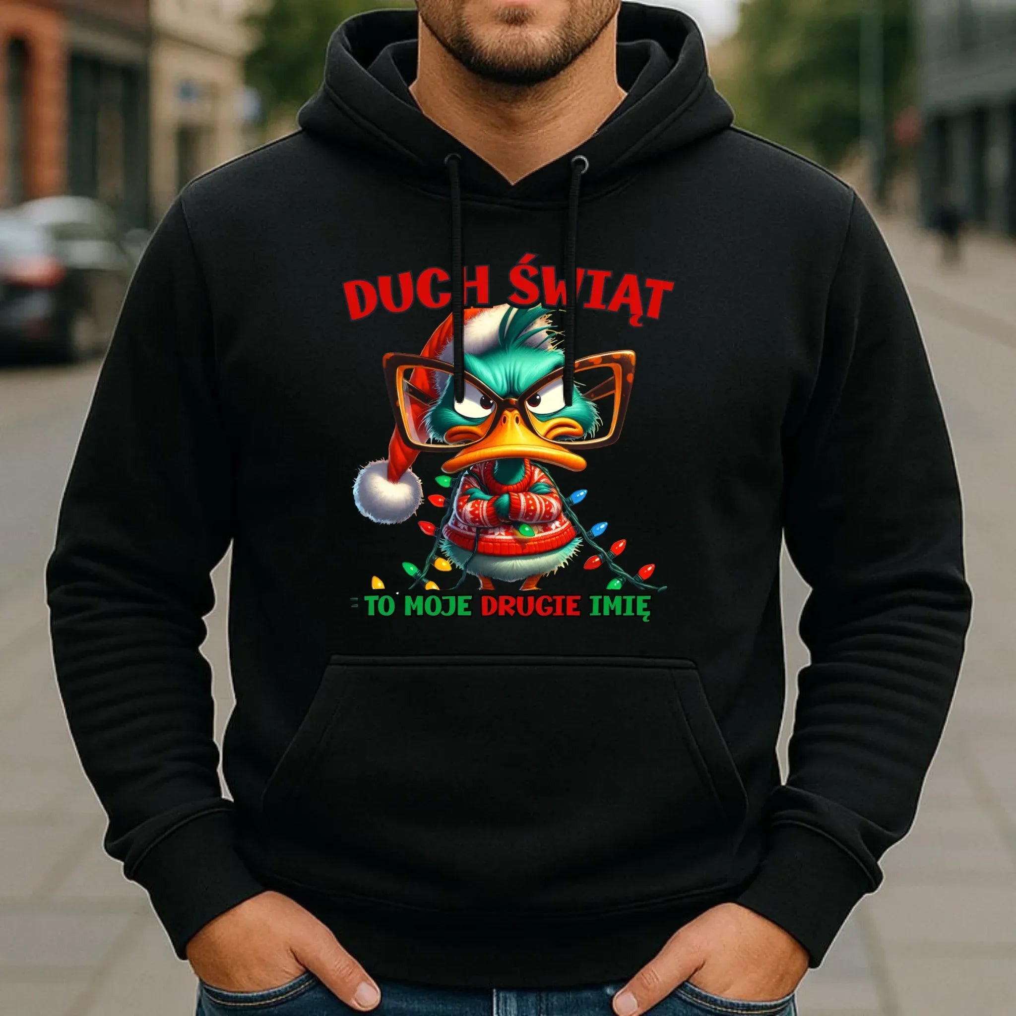 Bluza męska z kapturem świąteczna - Duch Świąt to moje drugie imię BN76 - StoryCups.pl