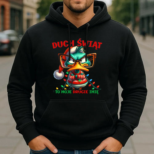 Bluza męska z kapturem świąteczna - Duch Świąt to moje drugie imię BN76 - StoryCups.pl