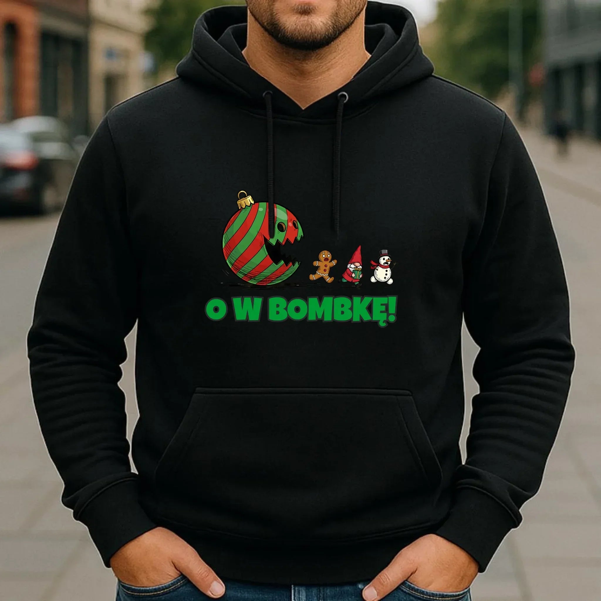 Bluza męska z kapturem świąteczna - O w bombkę BN142 - StoryCups.pl