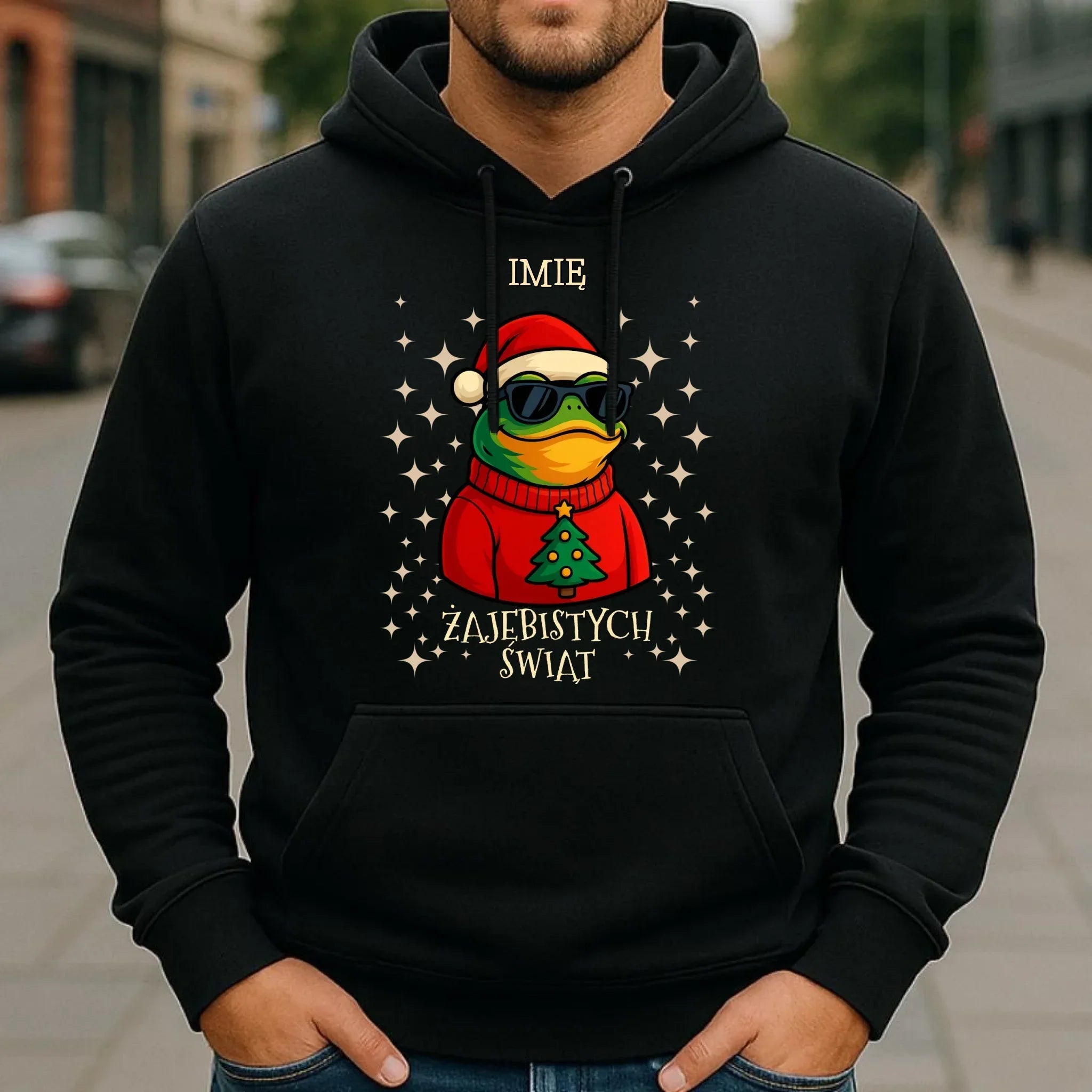 Bluza męska z kapturem świąteczna - Żajebistych Świąt - personalizowana BN144 - StoryCups.pl