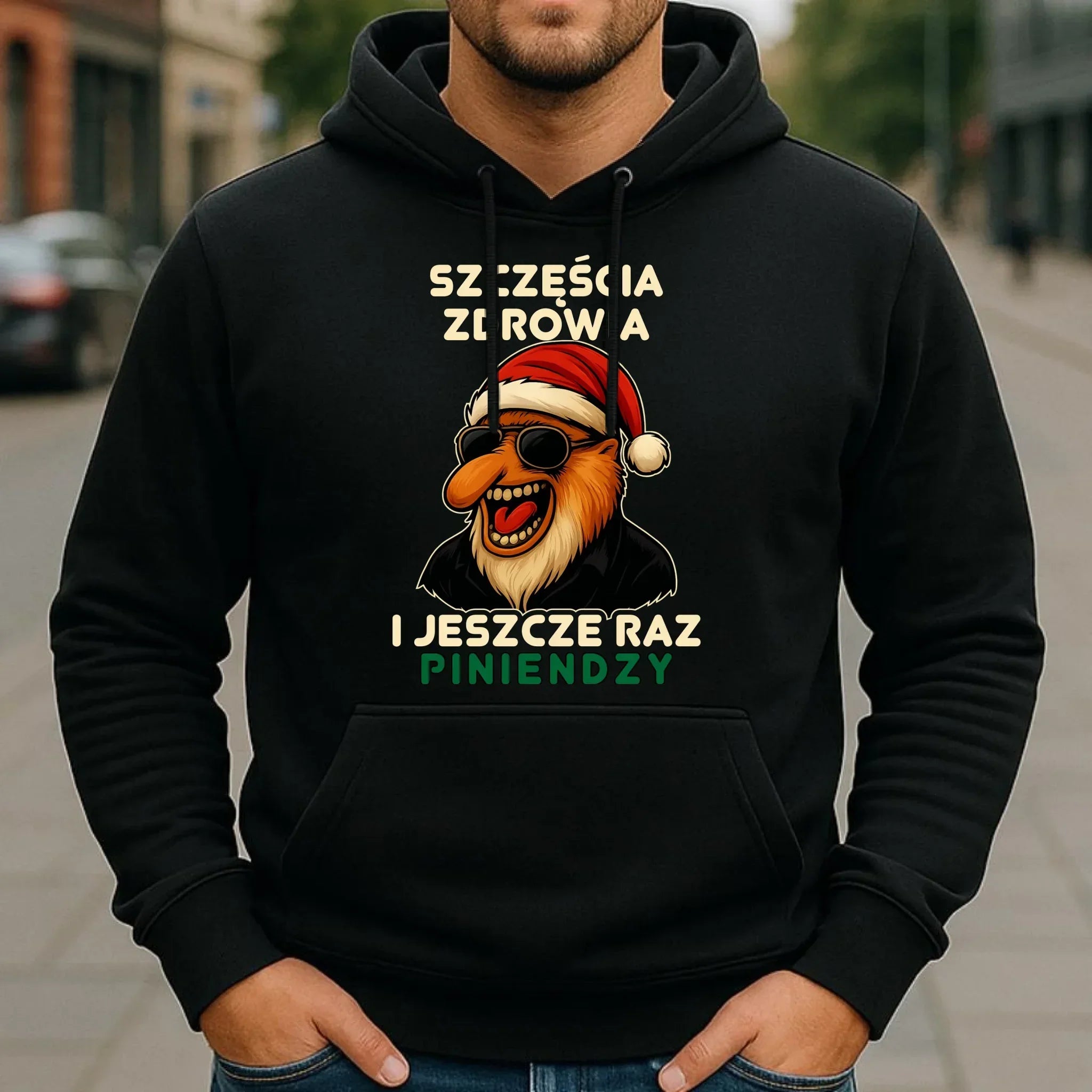 Bluza męska z kapturem świąteczna - Janusz Nosacz - I jeszcze raz piniendzy BN111 - StoryCups.pl