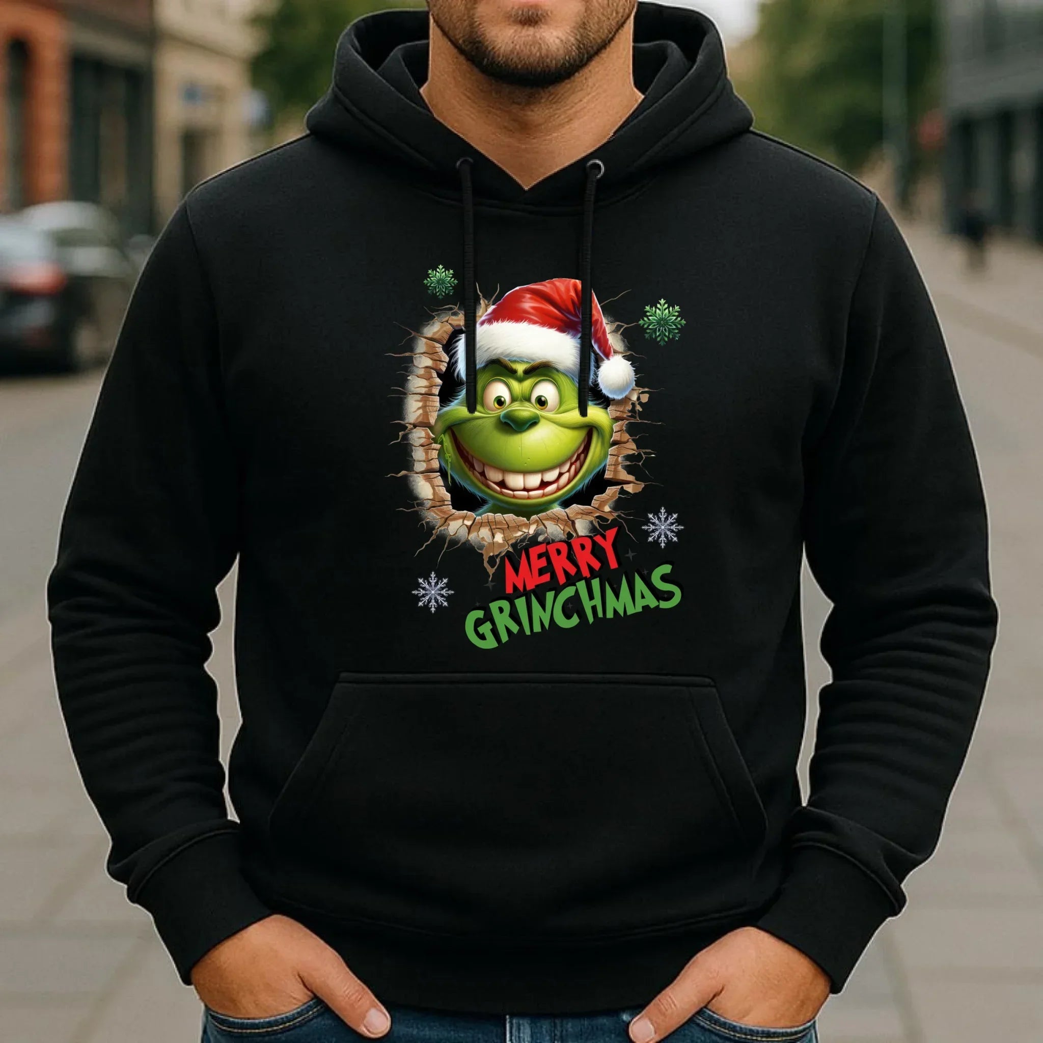Bluza męska z kapturem świąteczna - Grinch - Merry Grinchmas BN113 - StoryCups.pl