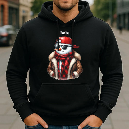 Bluza męska z kapturem świąteczna - Stylowy bałwan - personalizowana BN129 - StoryCups.pl