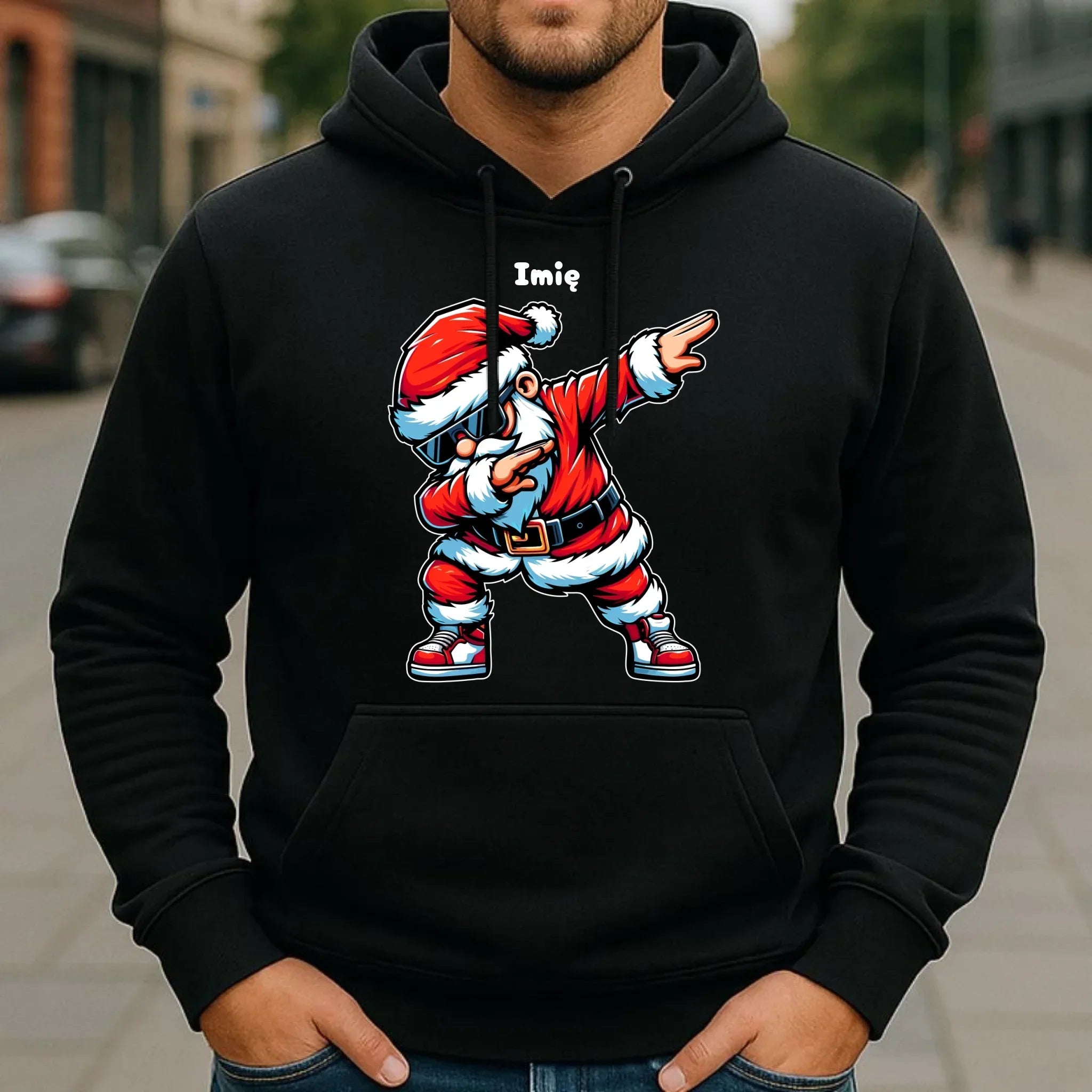Bluza męska z kapturem świąteczna - Mikołaj - na Mikołajki - personalizowana BN136 - StoryCups.pl