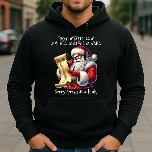 Bluza męska z kapturem i Mikołajem na święta - Prezentów brak BN07 - StoryCups.pl