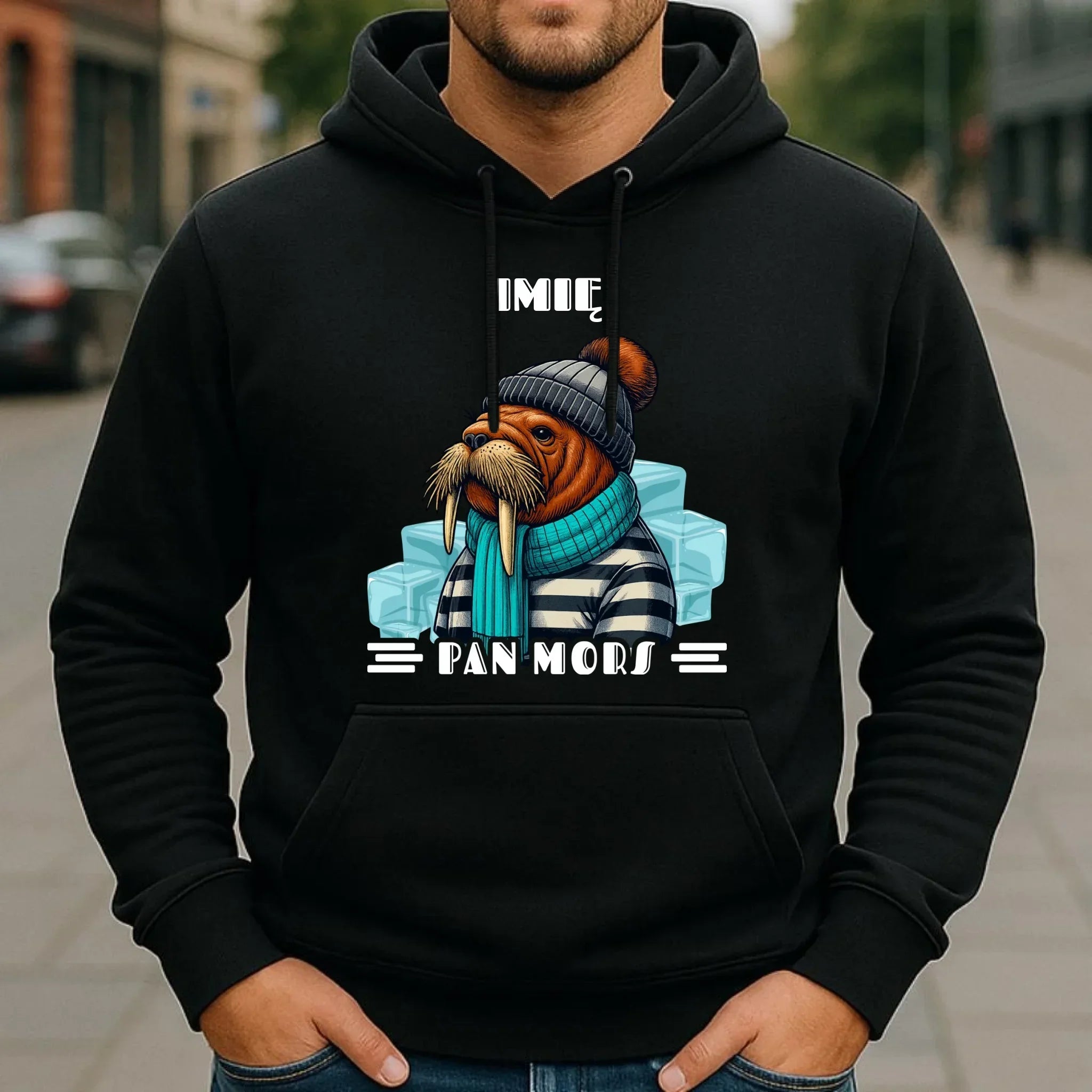 Bluza męska z kapturem - prezent dla morsa - Pan Mors - personalizowana HM15 - StoryCups.pl