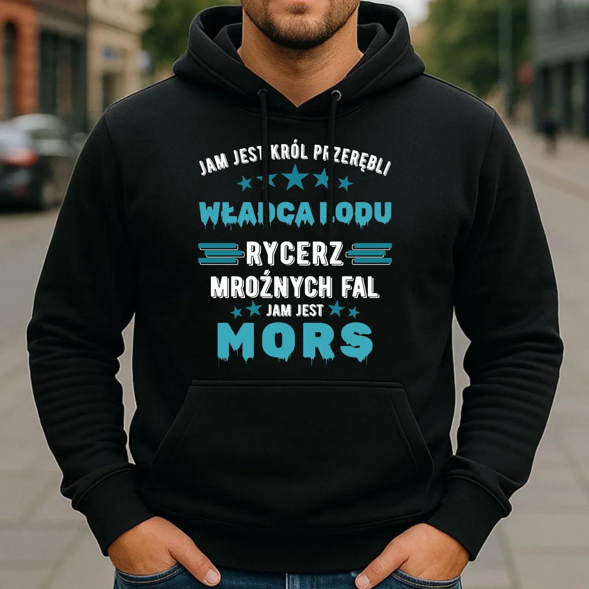 Bluza męska z kapturem - prezent dla morsa - Jam jest Król przerębli Jam jest mors HM13 - StoryCups.pl