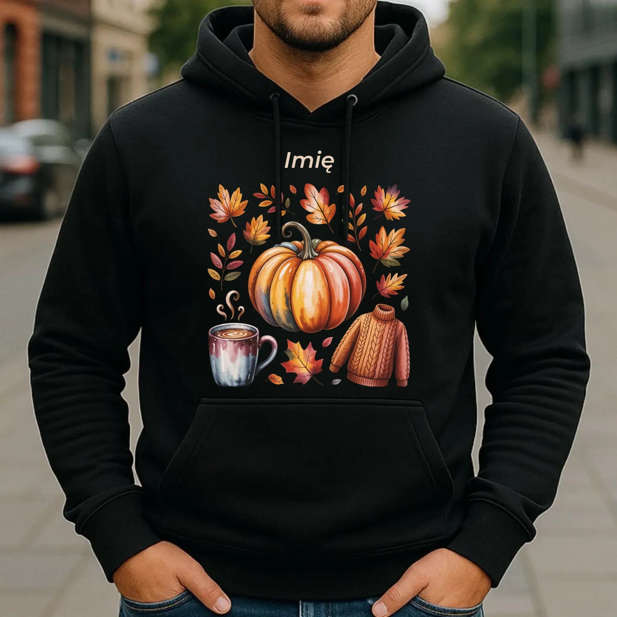 Bluza męska z kapturem jesienna - Złota jesień - personalizowana JS30 - StoryCups.pl