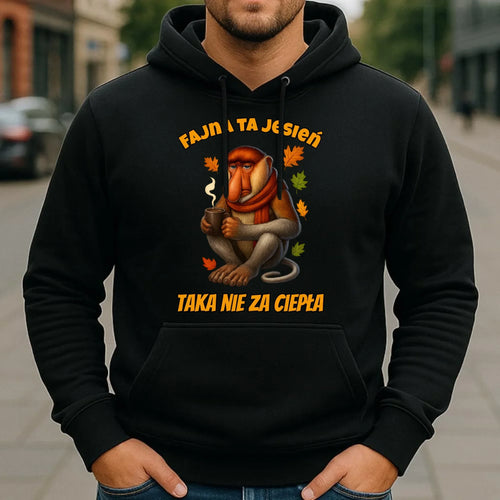 Bluza męska z kapturem jesienna - Janusz Nosacz - Fajna ta jesień, taka nie za ciepła JS21 - StoryCups.pl