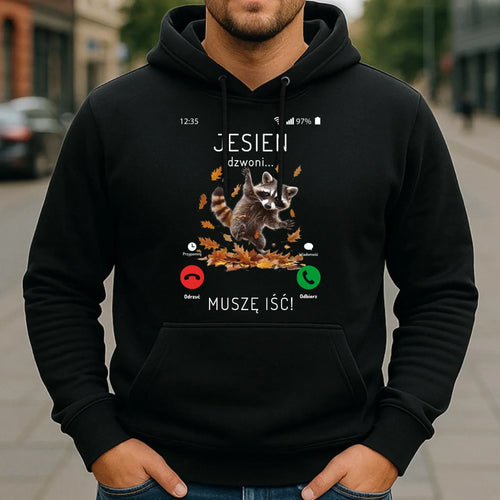 Bluza męska z kapturem jesienna - Jesień dzwoni muszę iść JS18 - StoryCups.pl