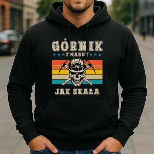 Bluza męska z kapturem - prezent dla górnika - Górnik twardy jak skała G21 - StoryCups.pl