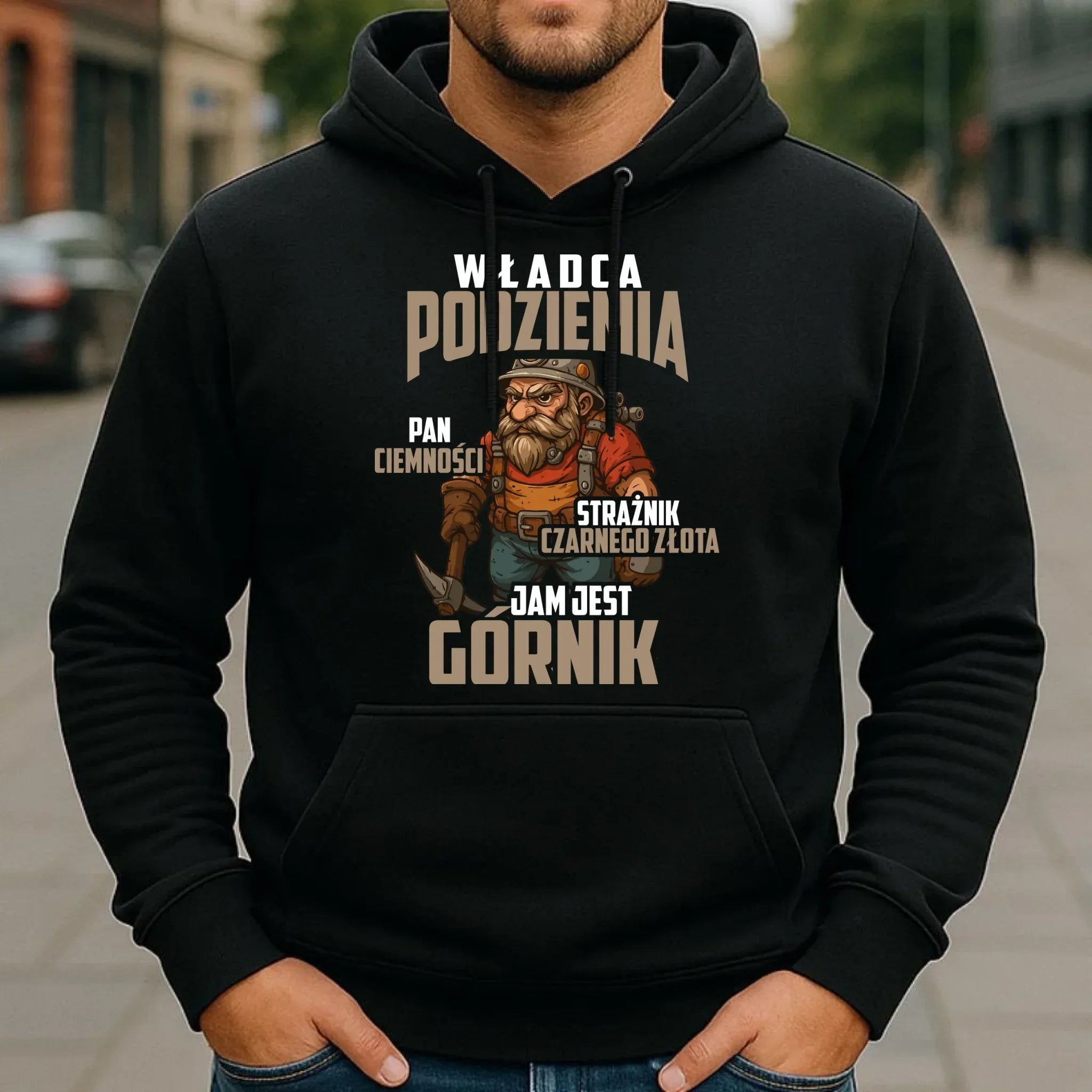 Bluza męska z kapturem - prezent dla górnika - Władca podziemia Górnik G20 - StoryCups.pl