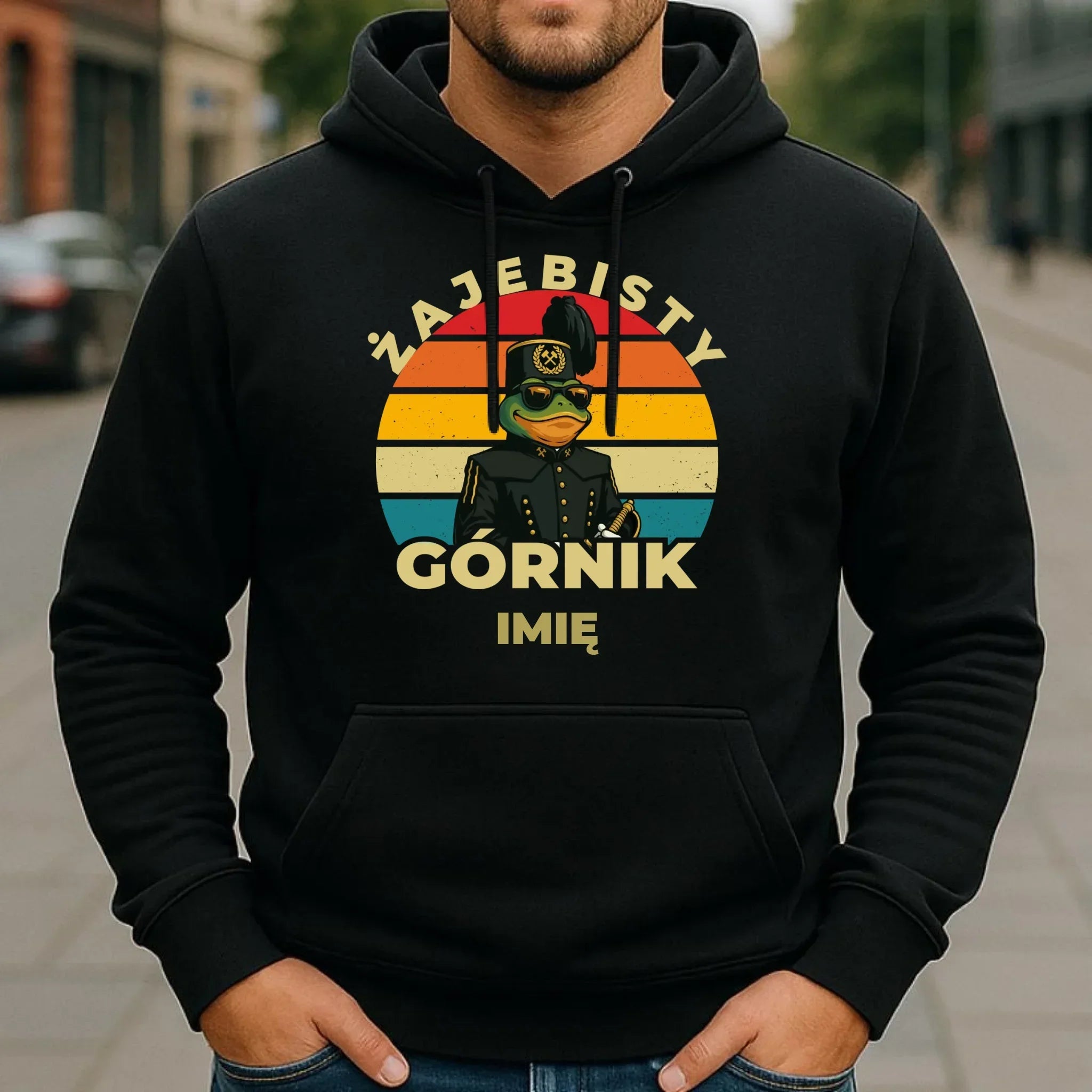 Bluza męska z kapturem - prezent dla górnika - Żajebisty górnik - personalizowana G19 - StoryCups.pl