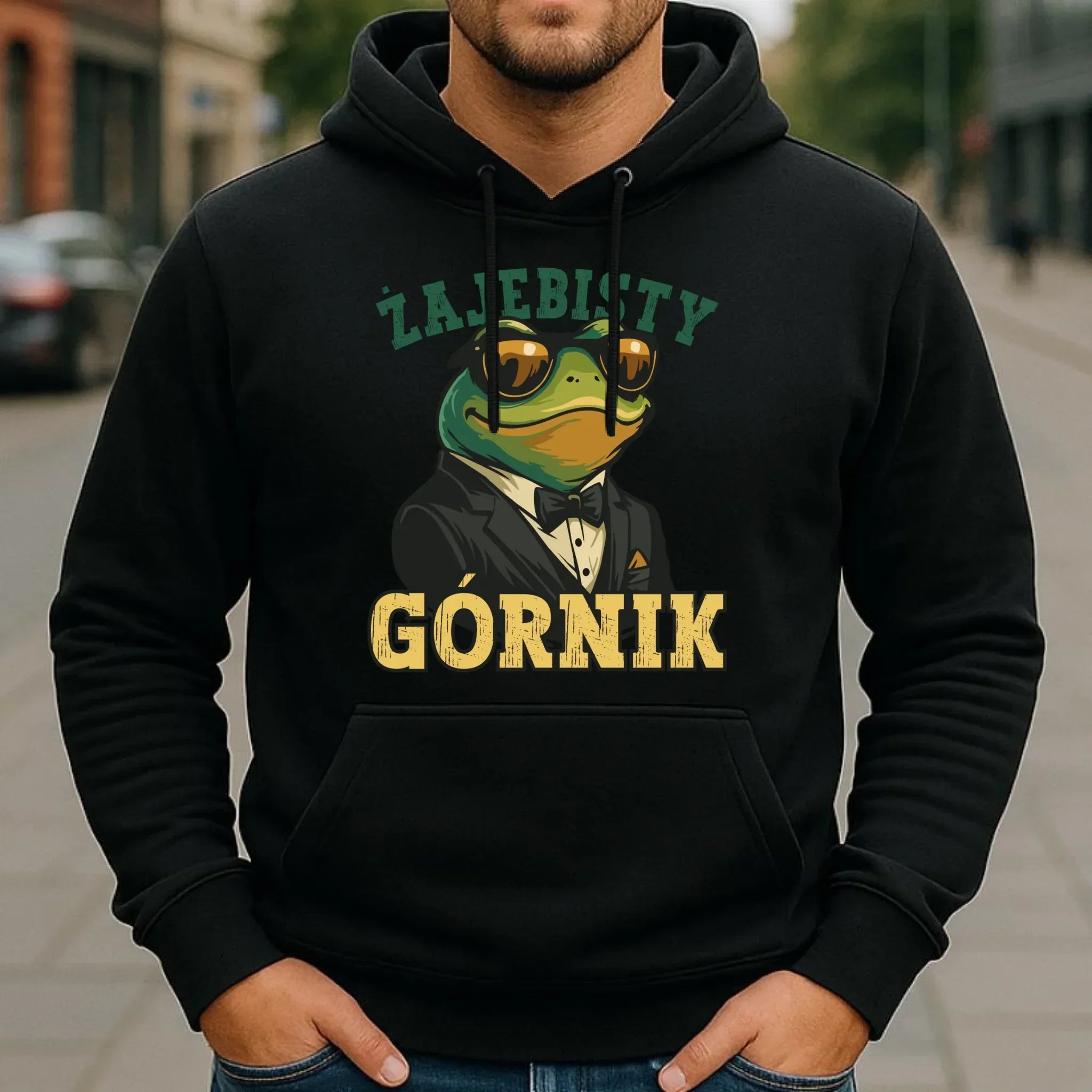 Bluza męska z kapturem - prezent dla górnika - Żajebisty górnik G18 - StoryCups.pl