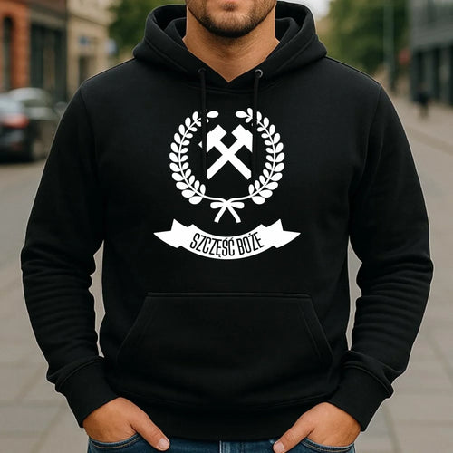 Bluza męska z kapturem - prezent dla górnika - Szczęść Boże G02 - StoryCups.pl