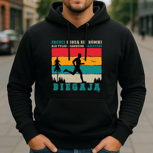 Bluza męska z kapturem dla biegacza - Prawdziwi mężczyźni biegają HB02 - StoryCups.pl