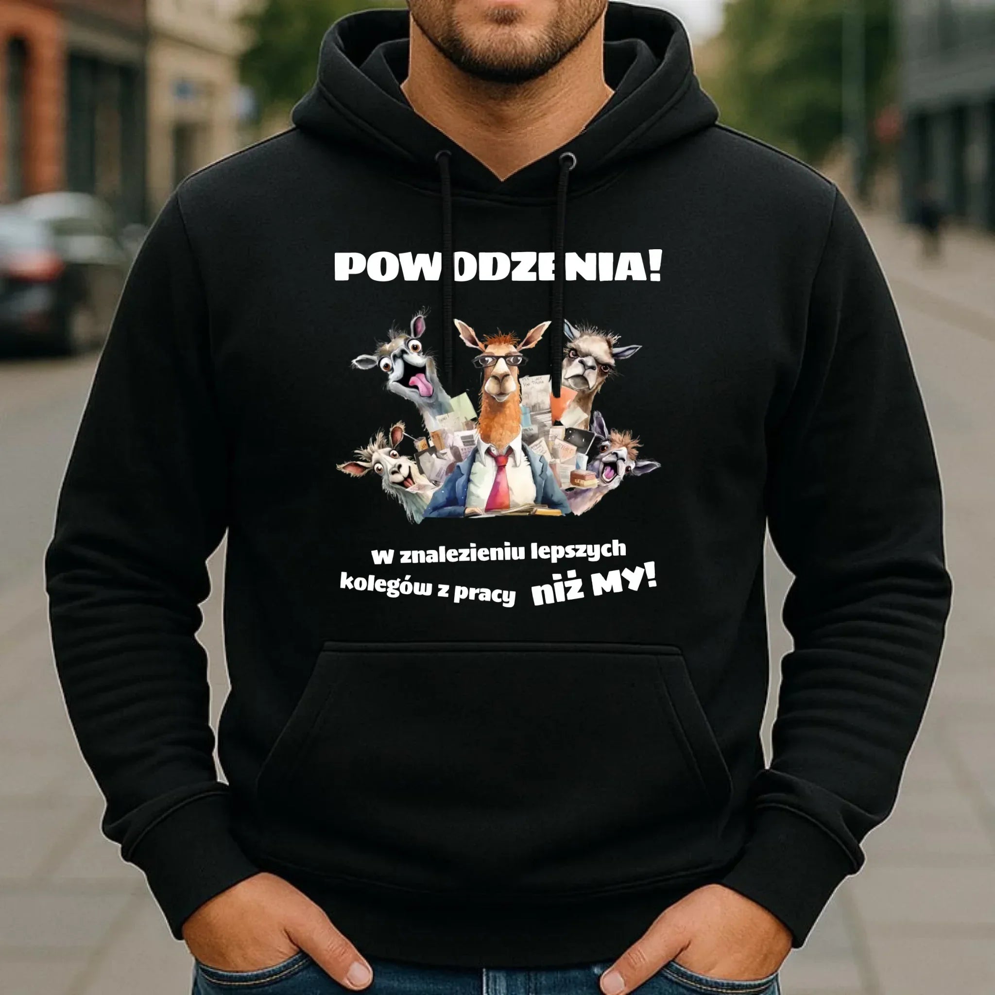 Bluza męska z kapturem na odejście z pracy - Powodzenia w znalezieniu lepszych kolegów OP08 - StoryCups.pl
