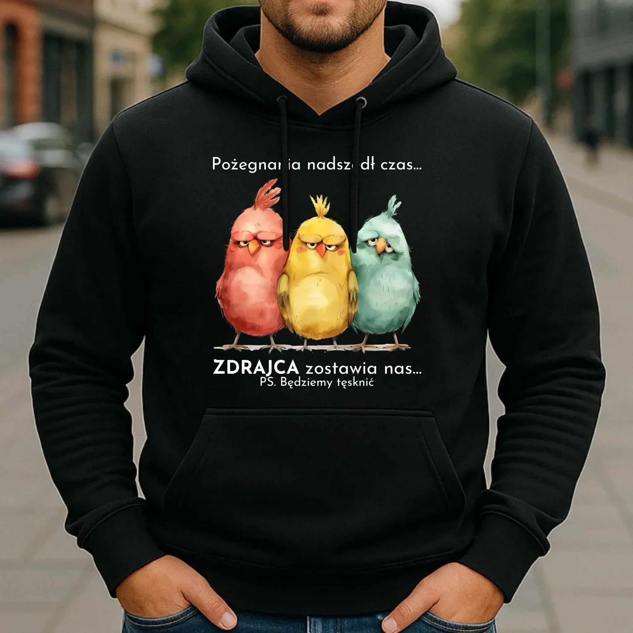 Bluza męska z kapturem na odejście z pracy - Pożegnania nadszedł czas OP05 - StoryCups.pl
