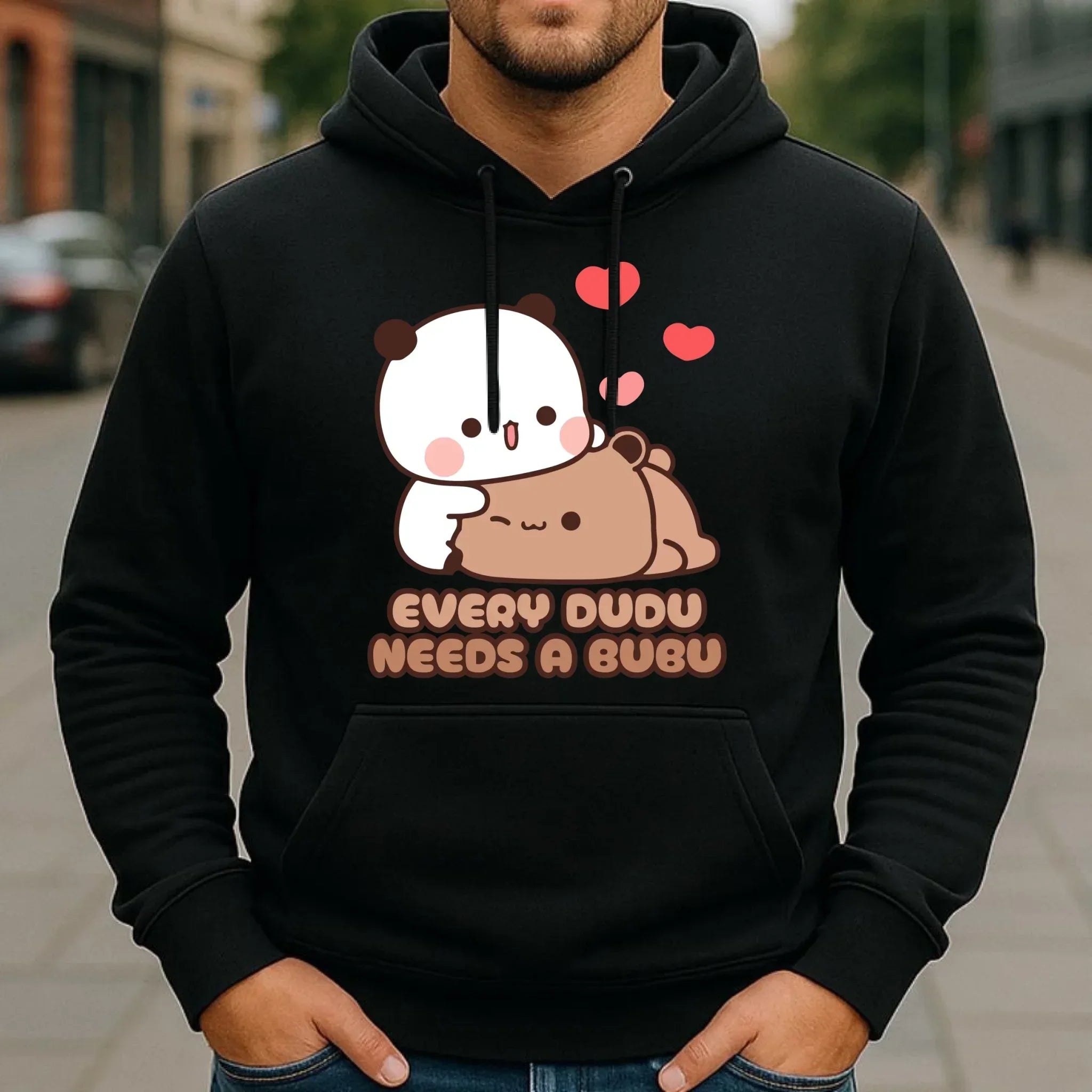 Bluza męska z kapturem dla par - Every Dudu needs a Bubu W32 - StoryCups.pl
