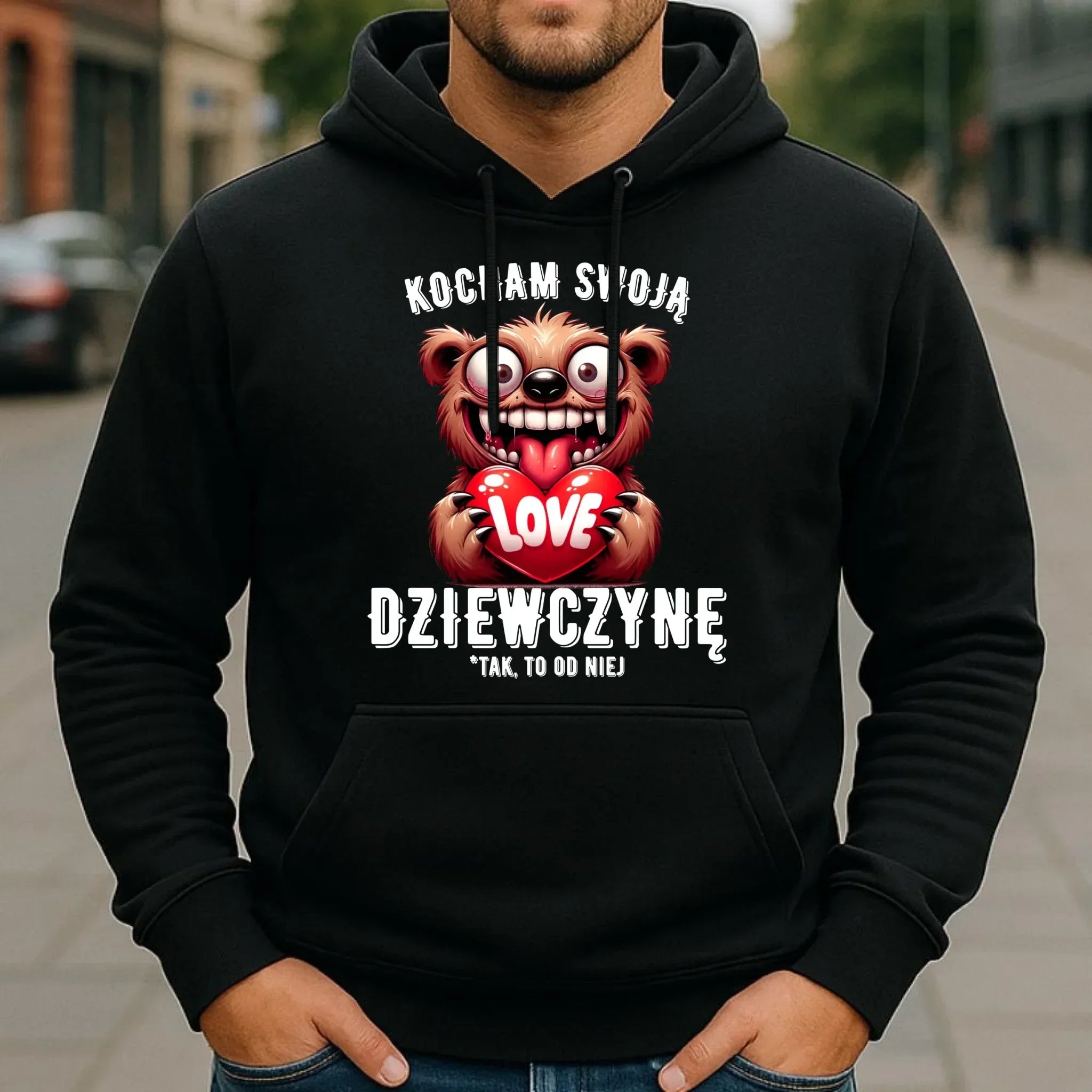 Bluza męska z kapturem dla chłopaka - Kocham swoją dziewczynę W30 - StoryCups.pl
