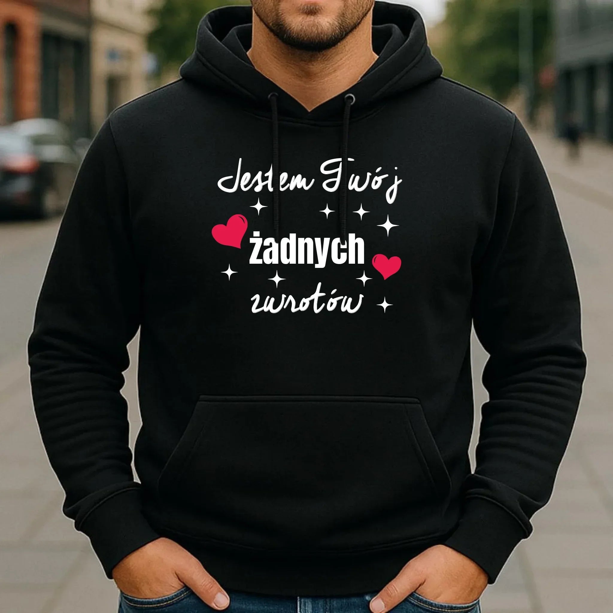 Bluza męska z kapturem dla par - Jestem Twój żadnych zwrotów W29 - StoryCups.pl