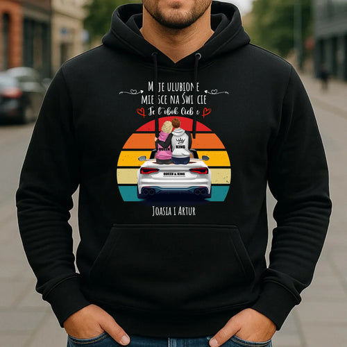 Bluza męska z kapturem dla par - Moje ulubione miejsce - personalizowana W06 - StoryCups.pl