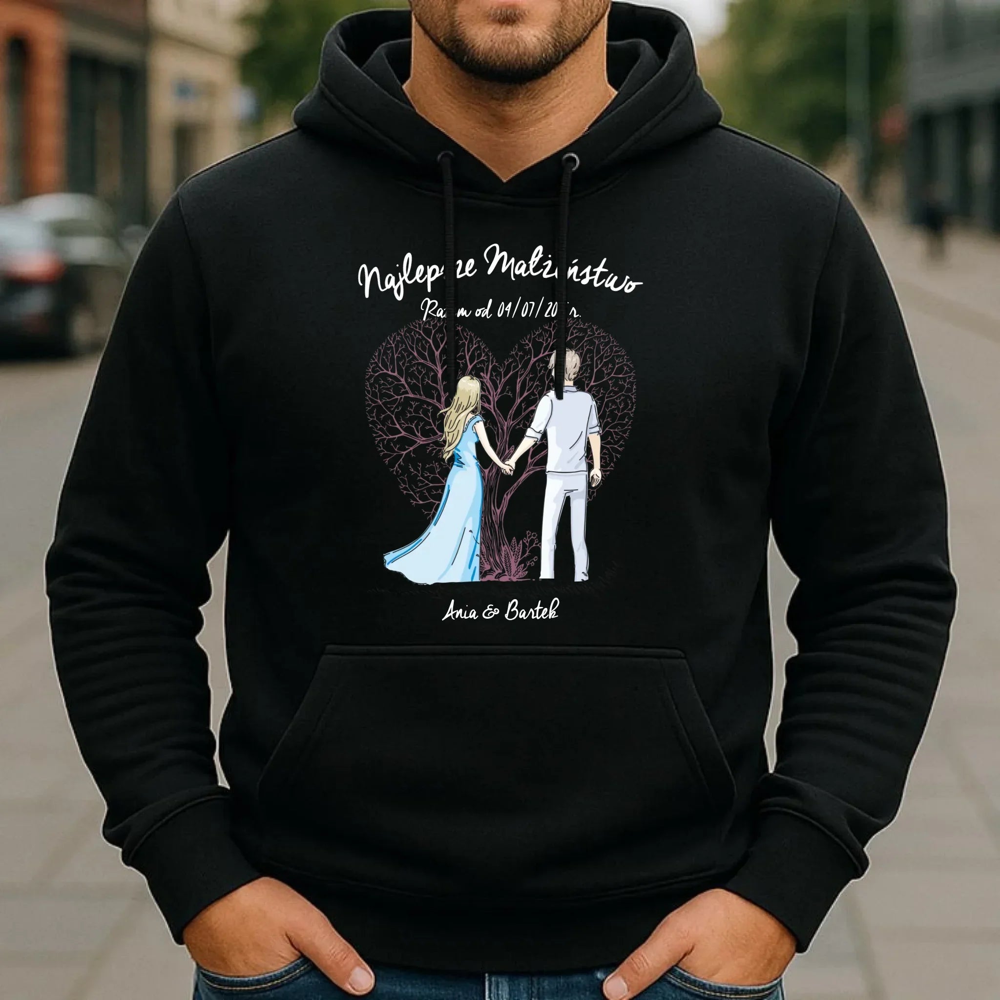 Bluza męska z kapturem dla męża - Najlepsze małżeństwo - personalizowana W03 - StoryCups.pl