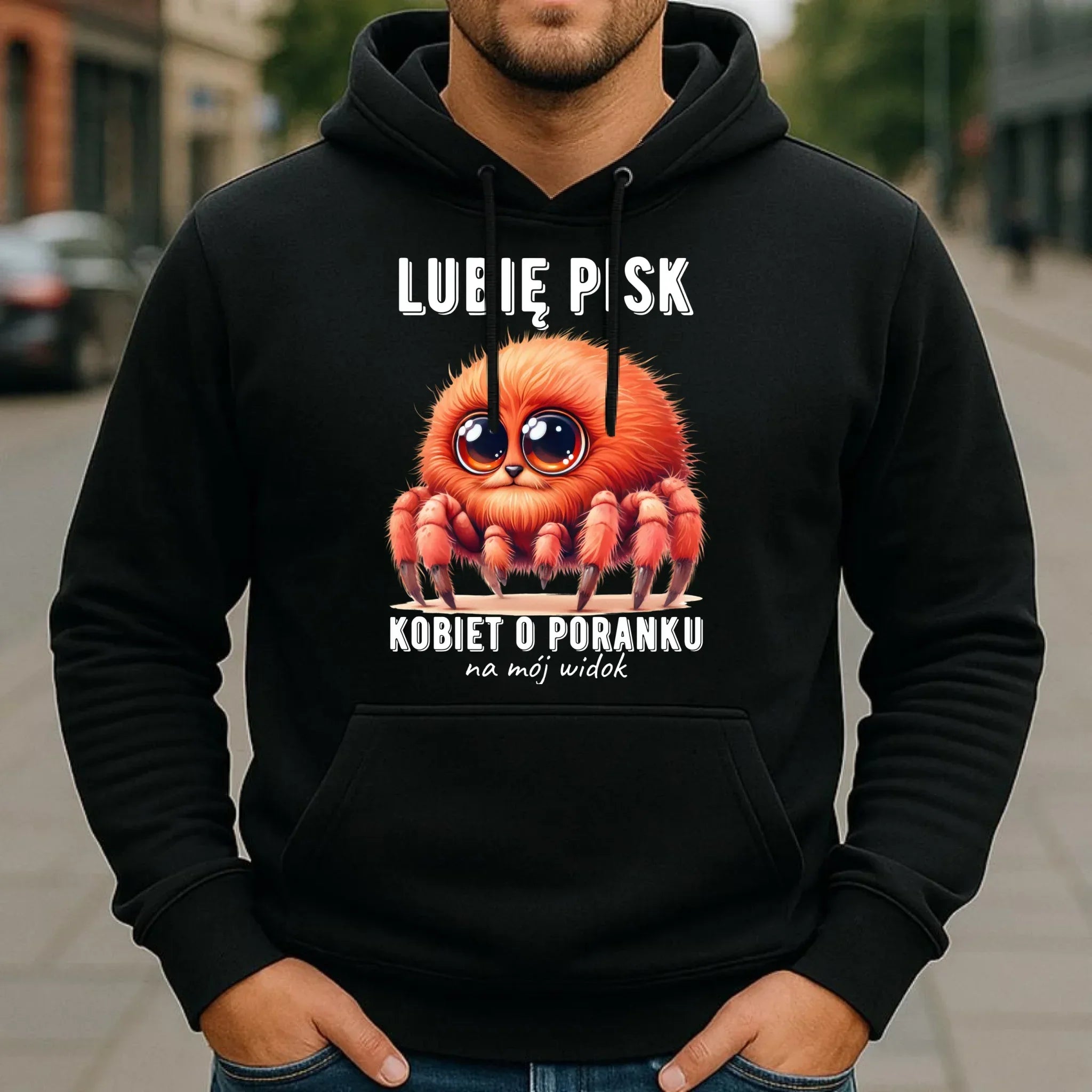 Bluza męska z kapturem - prezent dla chłopaka - Lubię pisk kobiet DCH14 - StoryCups.pl
