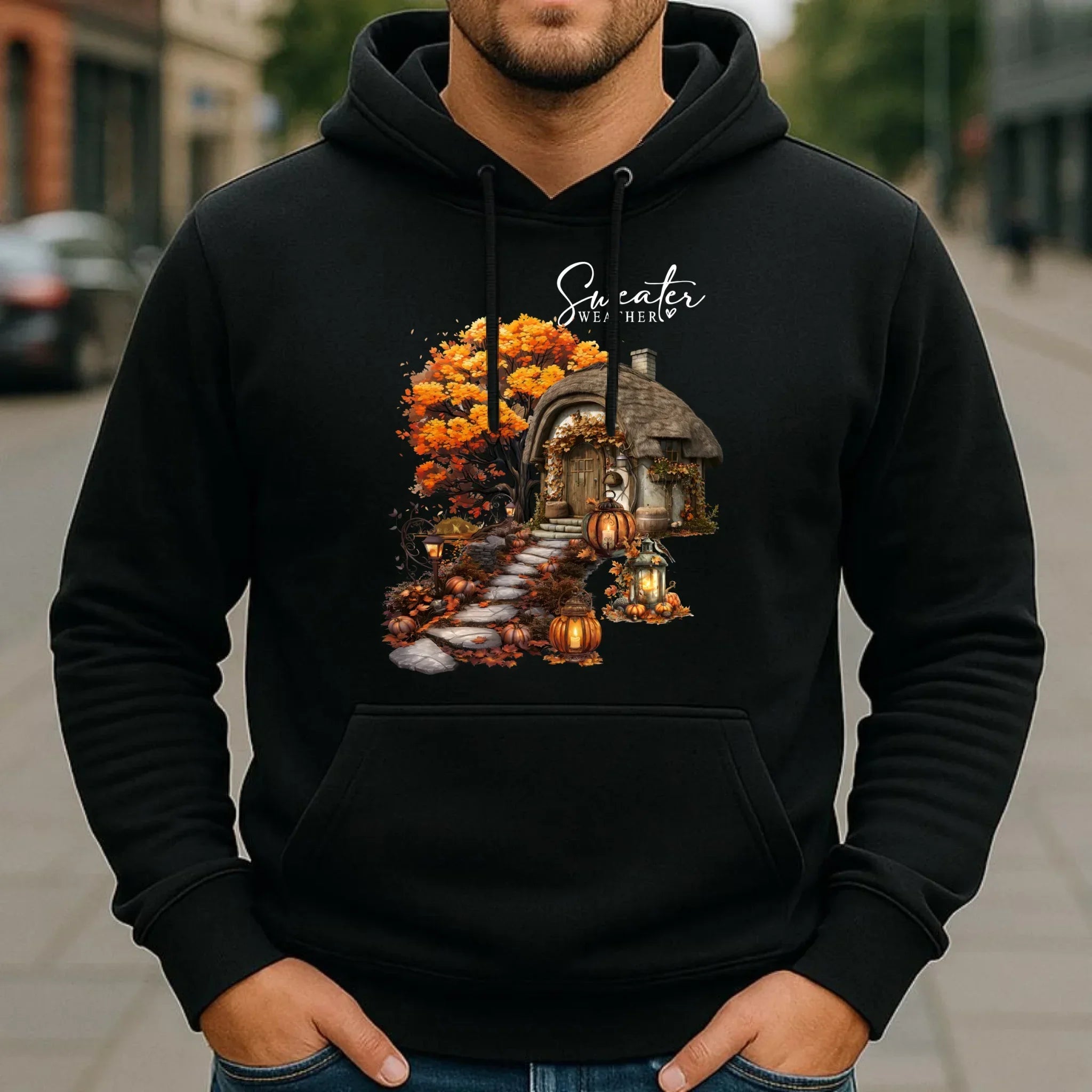 Bluza męska z kapturem jesienna - Sweater weather JS15 - StoryCups.pl