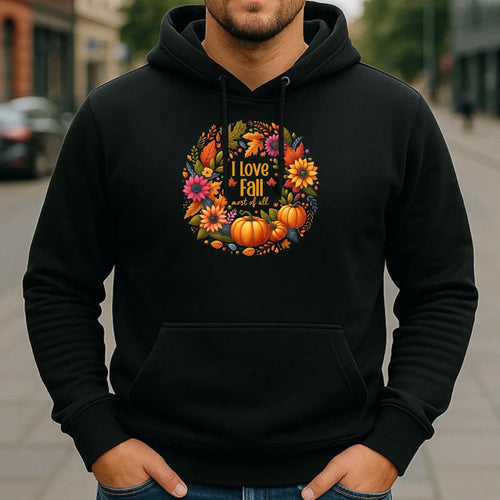 Bluza męska z kapturem jesienna - Kocham jesień - dynia z liśćmi JS03 - StoryCups.pl