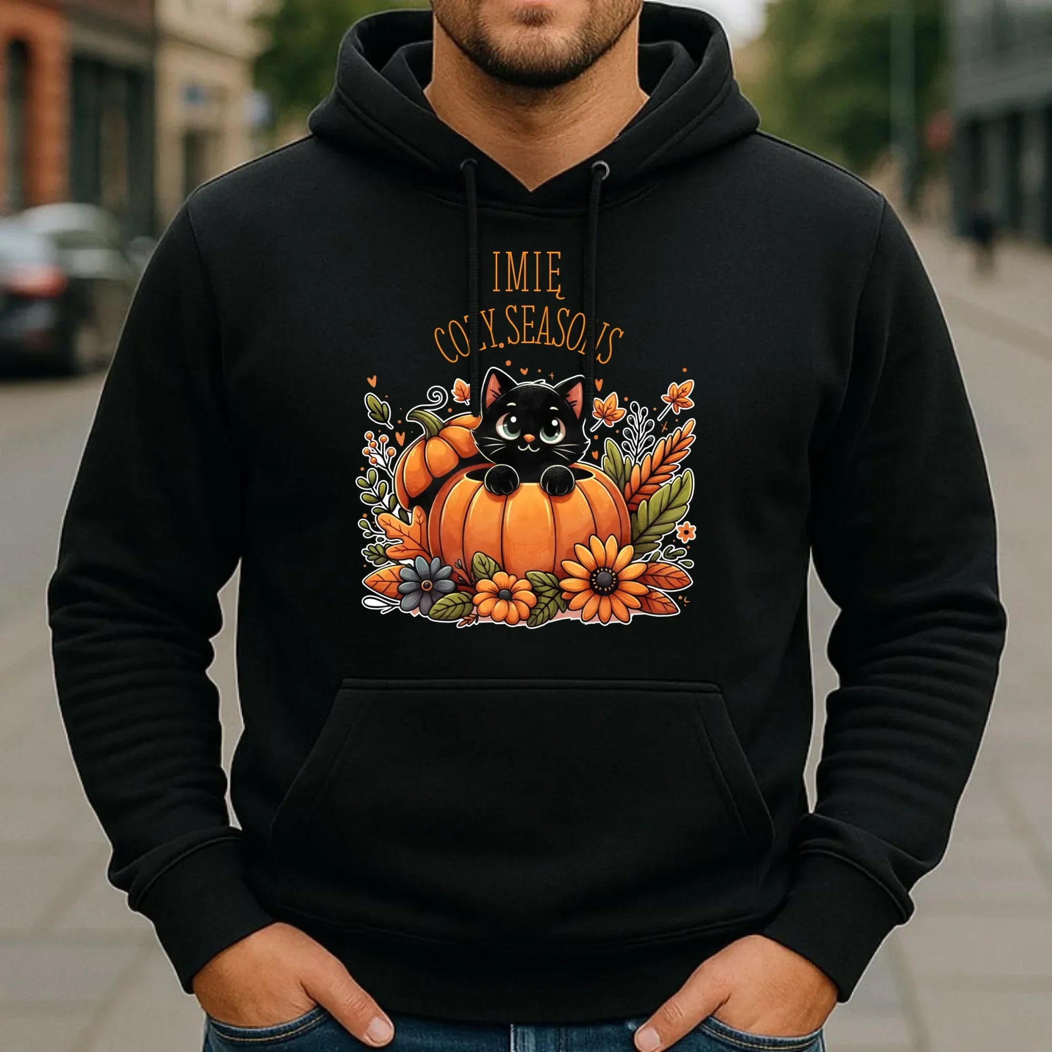 Bluza męska z kapturem jesienna - Cozy Seasons - personalizowana JS01 - StoryCups.pl