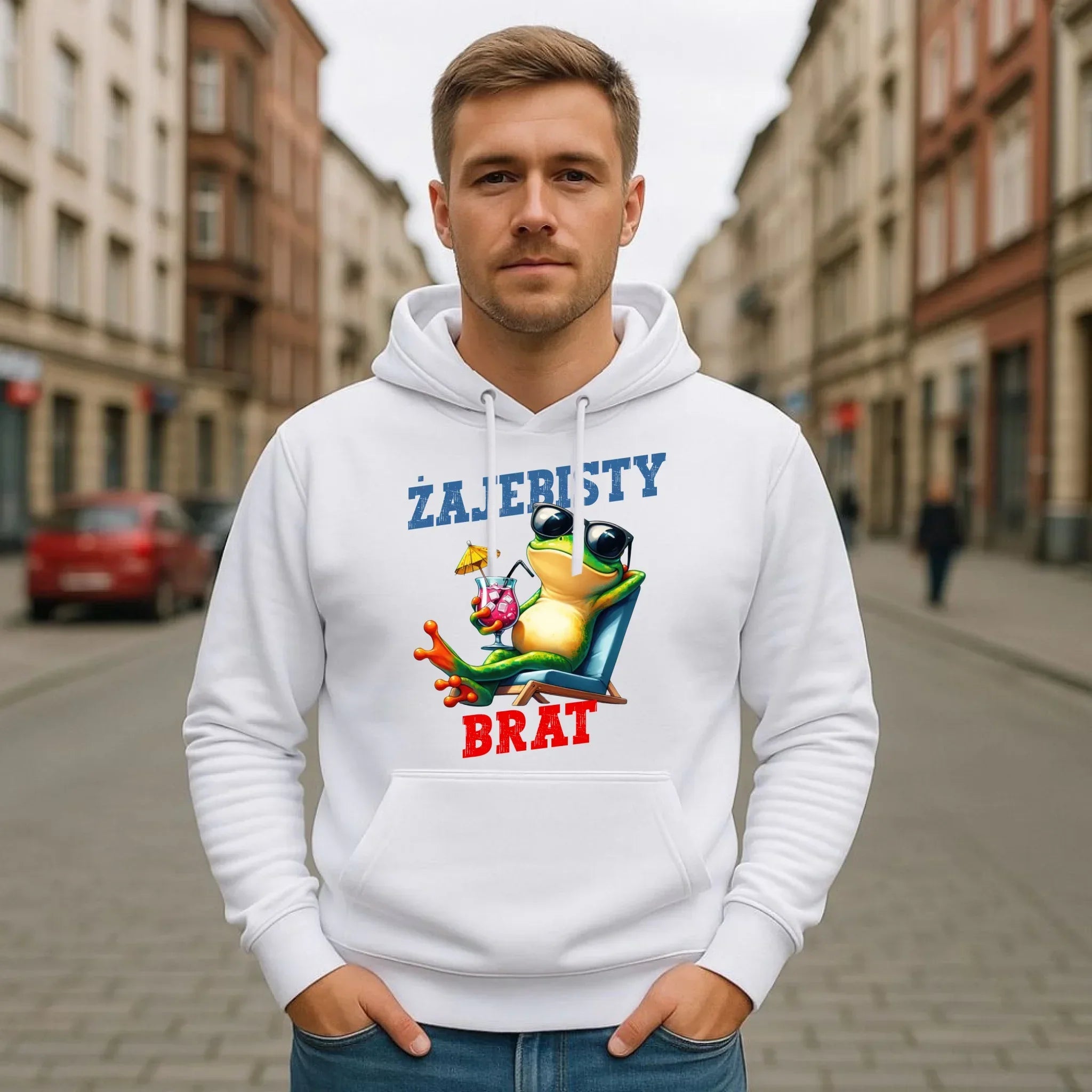 Bluza męska z kapturem dla brata - Żajebisty Brat DB01 - StoryCups.pl