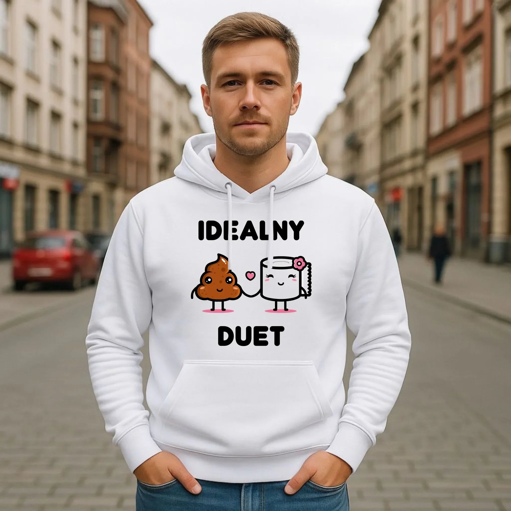 Bluza męska z kapturem - Idealny Duet W92 - StoryCups.pl