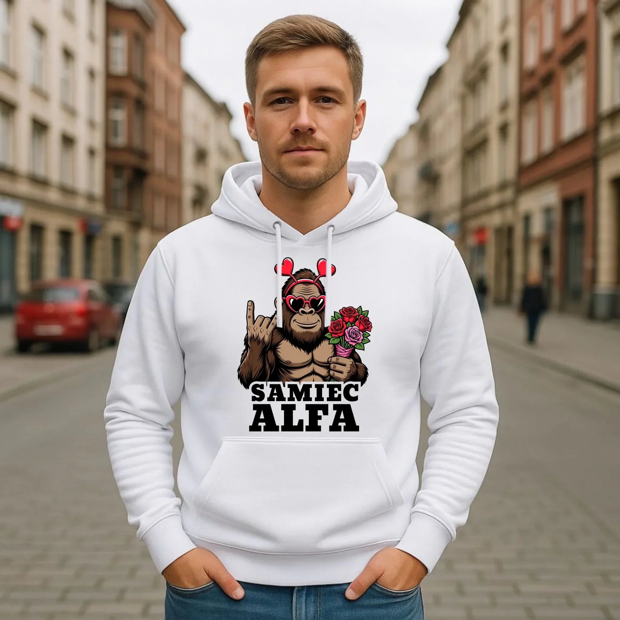 Bluza męska z kapturem - Samiec Alfa W74 - StoryCups.pl