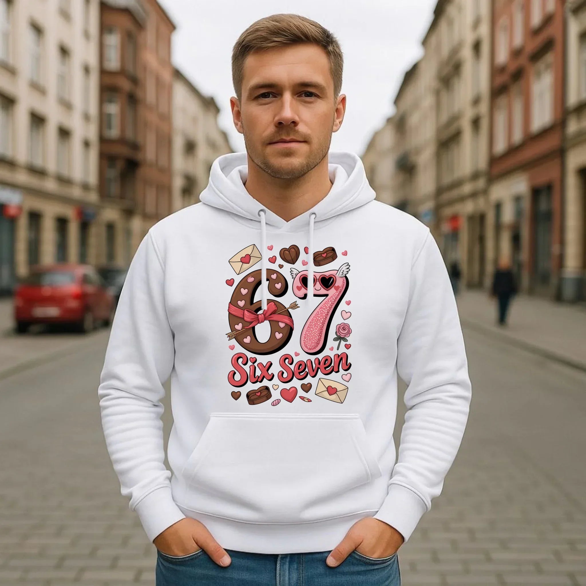 Bluza męska z kapturem - Miłość Six Seven 67 W72 - StoryCups.pl