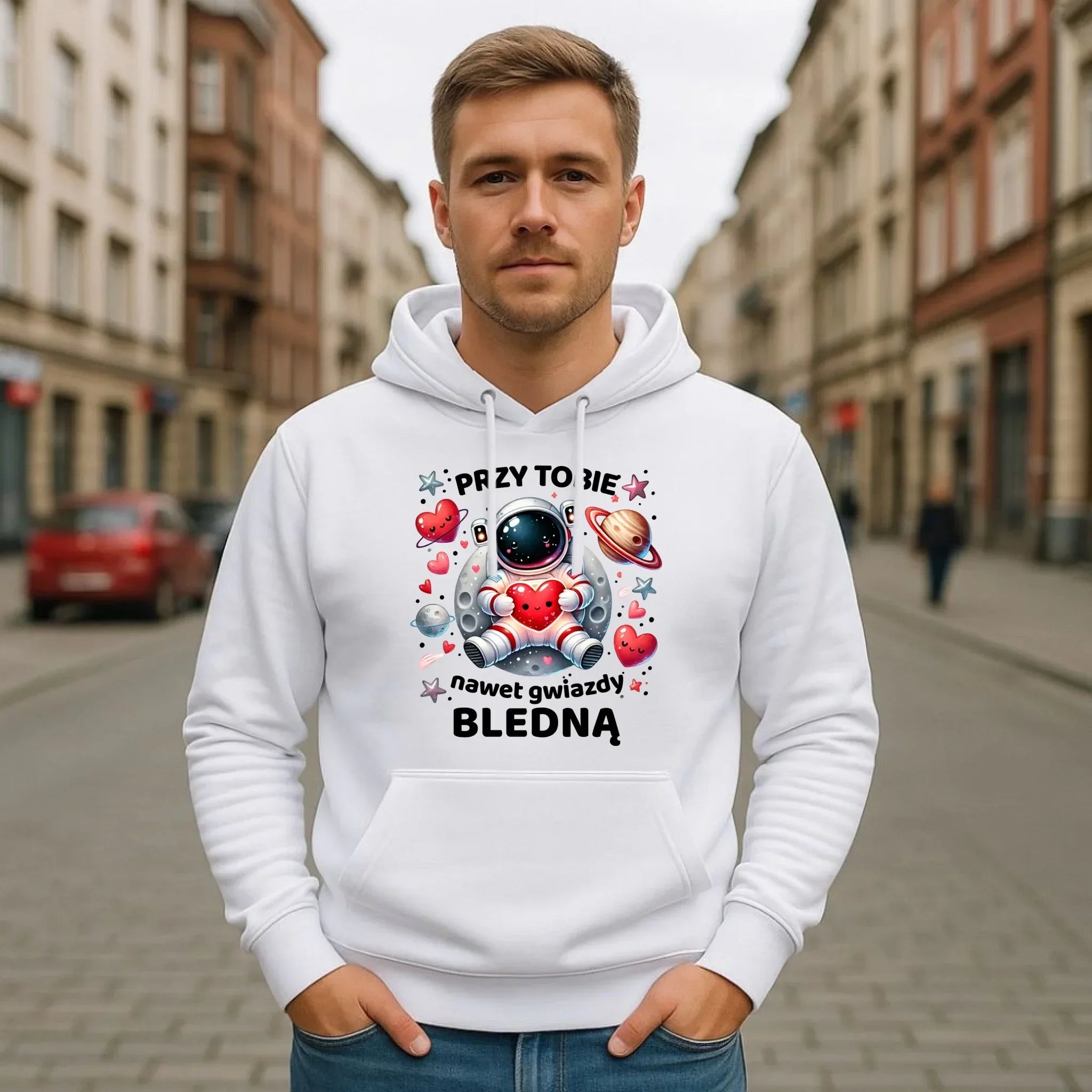 Bluza męska z kapturem - Przy Tobie nawet gwiazdy bledną W57 - StoryCups.pl