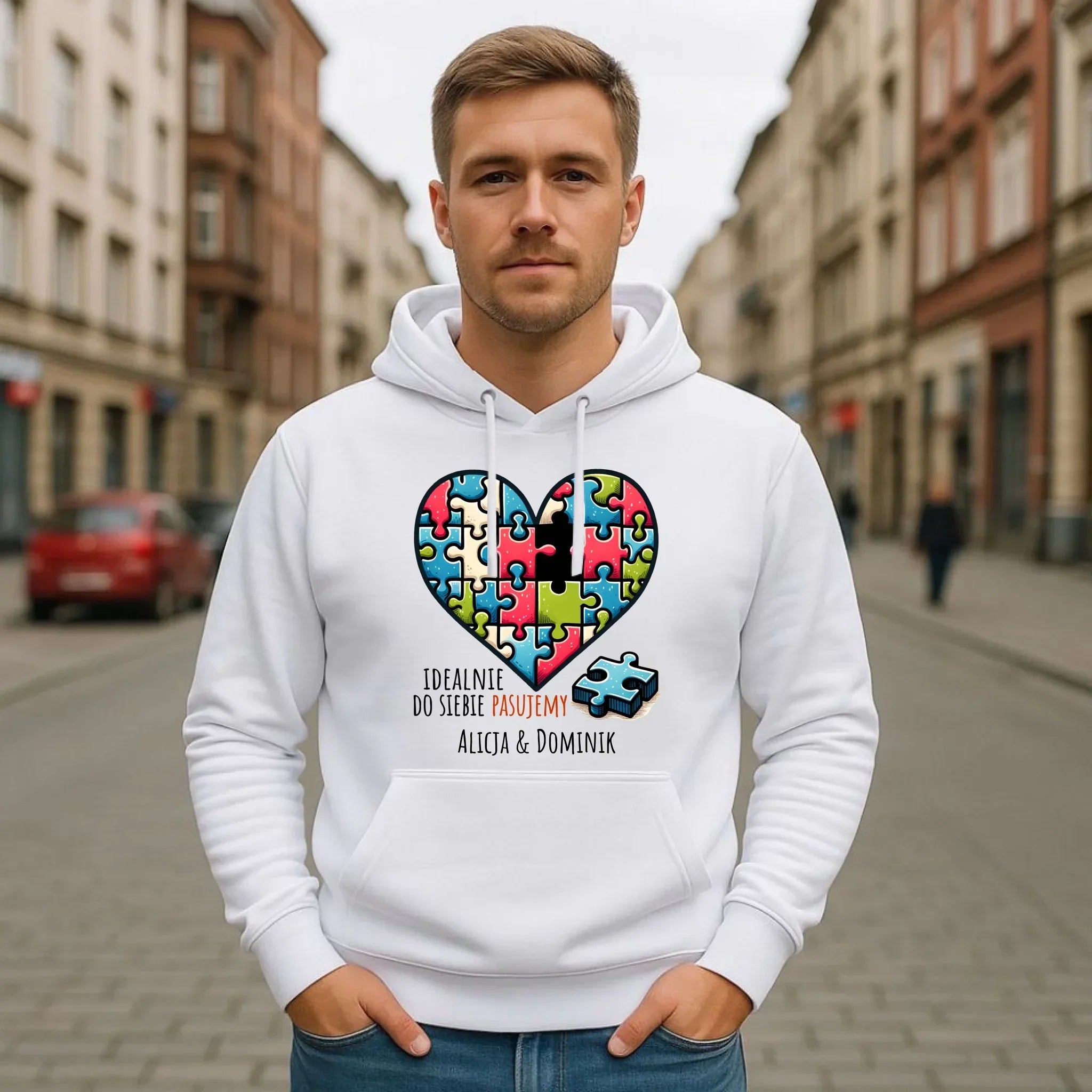Bluza męska z kapturem - Idealnie do siebie pasujemy - personalizowana W44 - StoryCups.pl