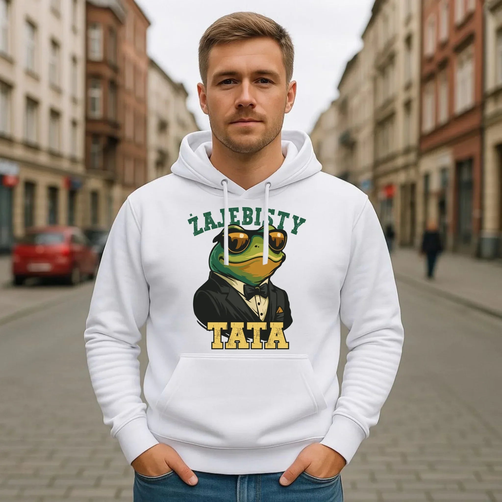 Bluza męska z kapturem dla taty - Żajebisty tata DT83 - StoryCups.pl
