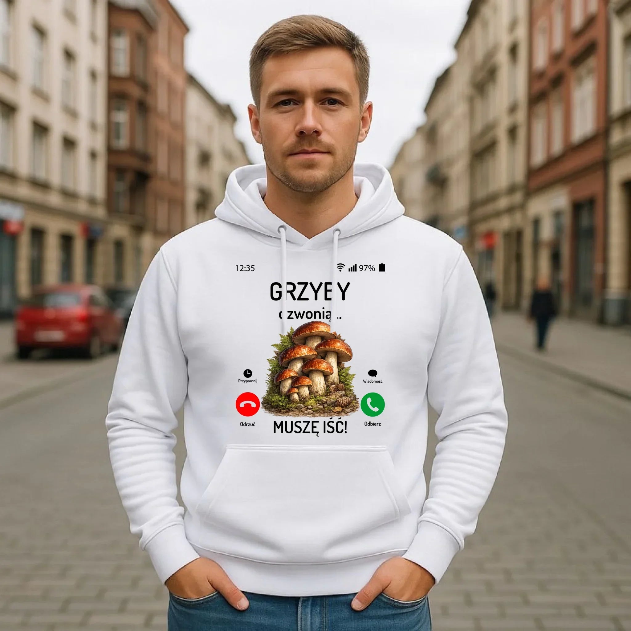 Bluza z kapturem dla dziadka grzybiarza - Grzyby dzwonią muszę iść D36 - StoryCups.pl
