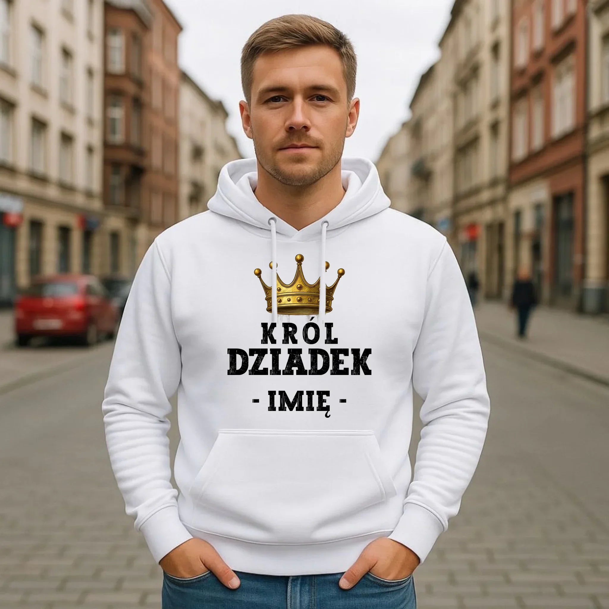 Bluza z kapturem dla dziadka - Król Dziadek - personalizowana D17 - StoryCups.pl