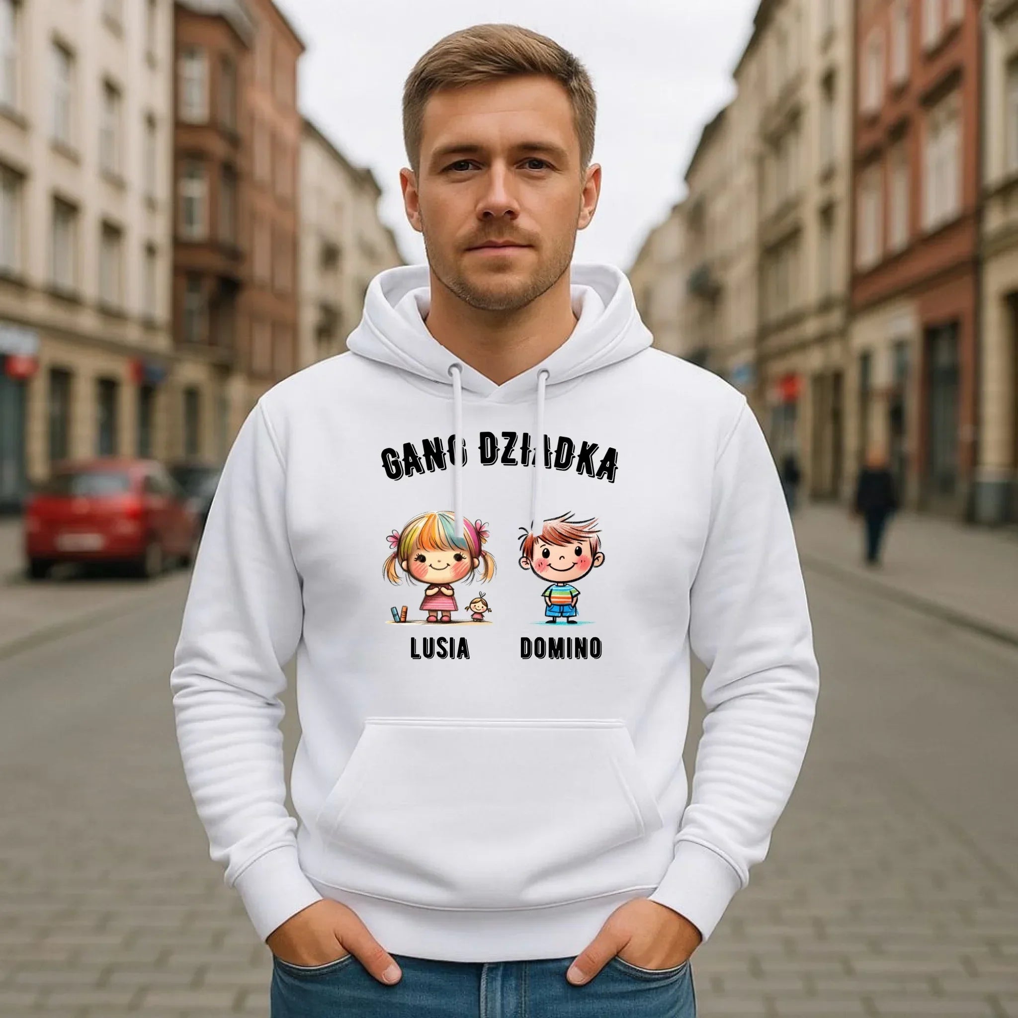 Bluza z kapturem dla dziadka - Gang Dziadka imiona wnuków 2-6 - personalizowana D18 - StoryCups.pl