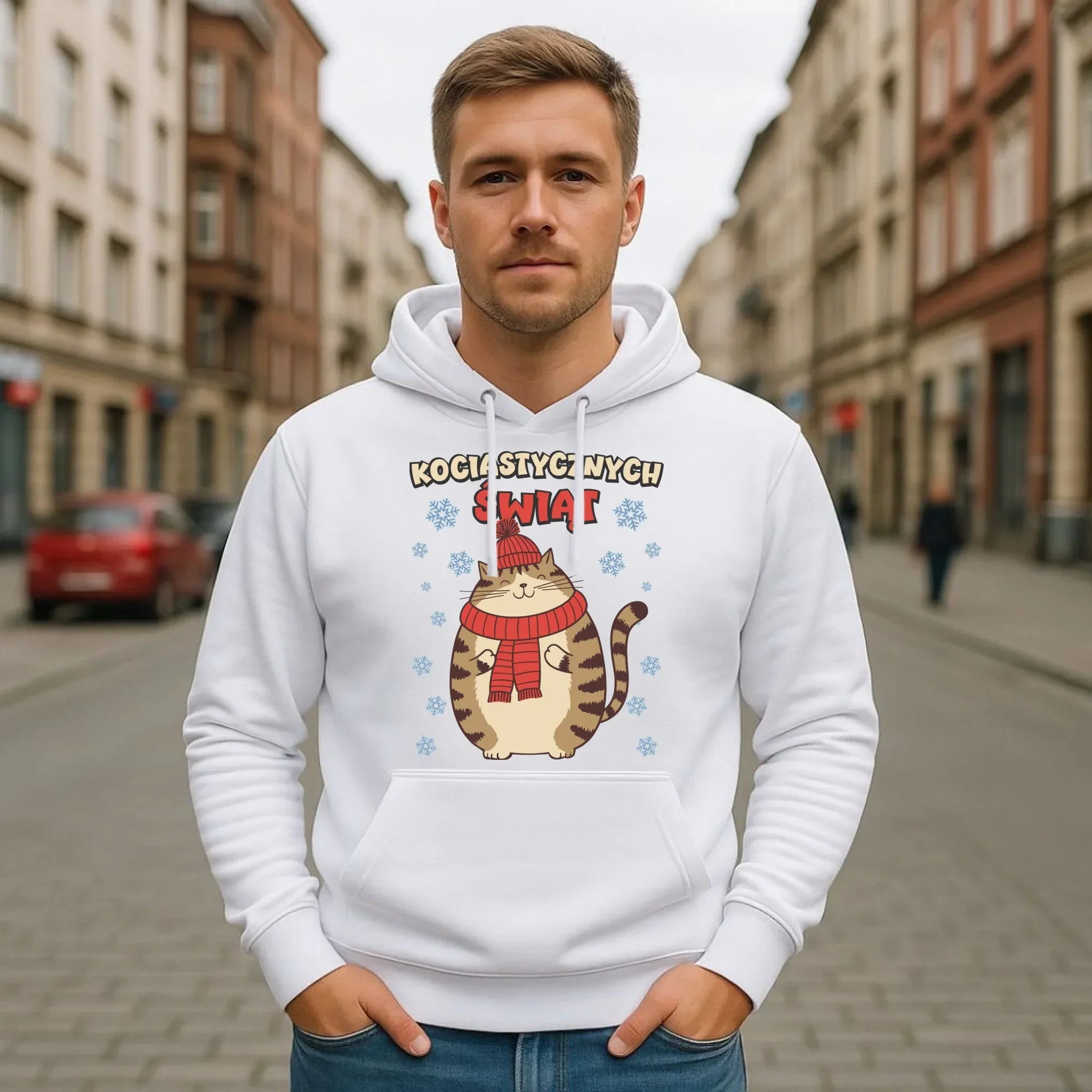 Bluza męska z kapturem świąteczna - prezent na święta - Kociastycznych świąt BN154 - StoryCups.pl