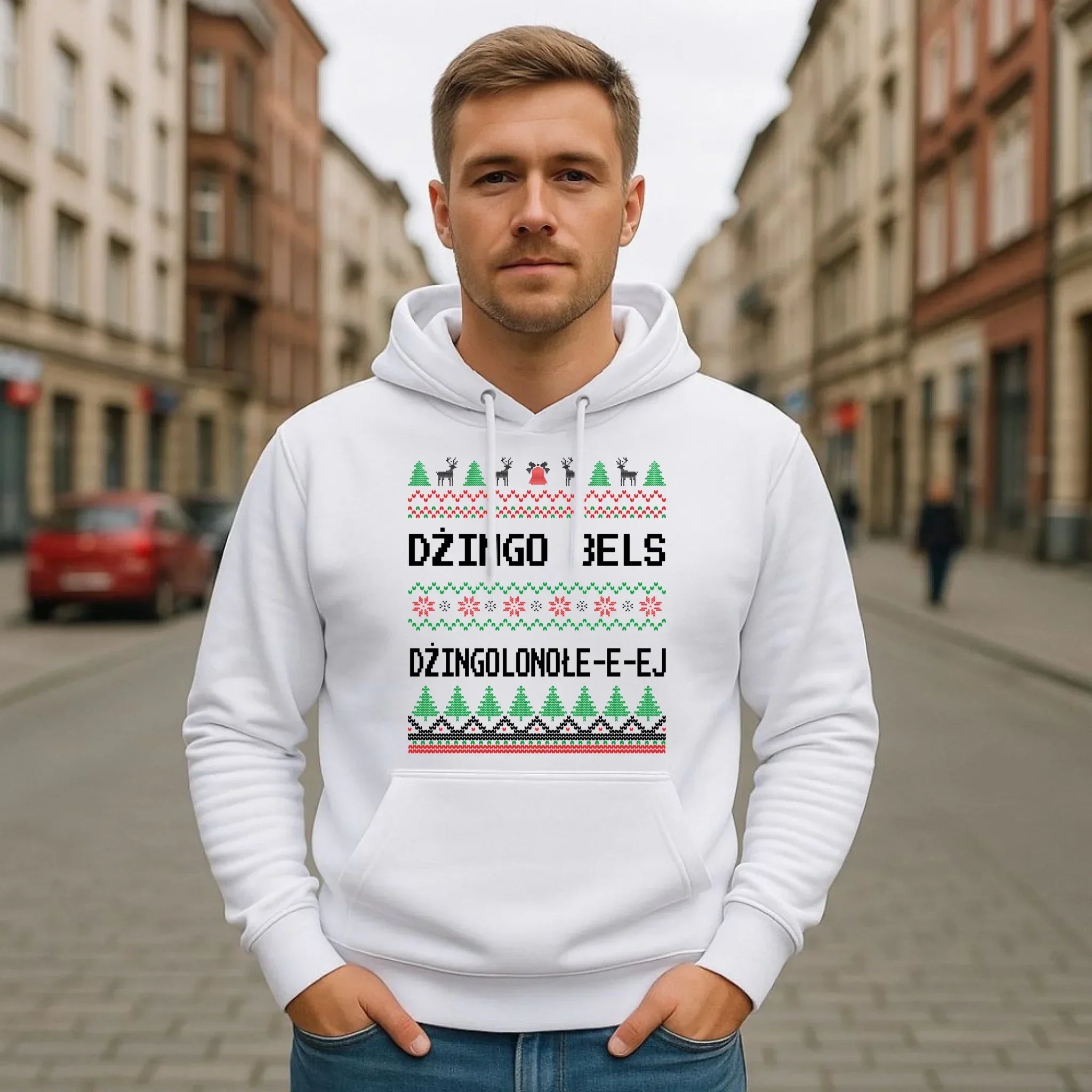 Bluza męska z kapturem świąteczna - prezent na Święta - Dżingo bels BN11 - StoryCups.pl