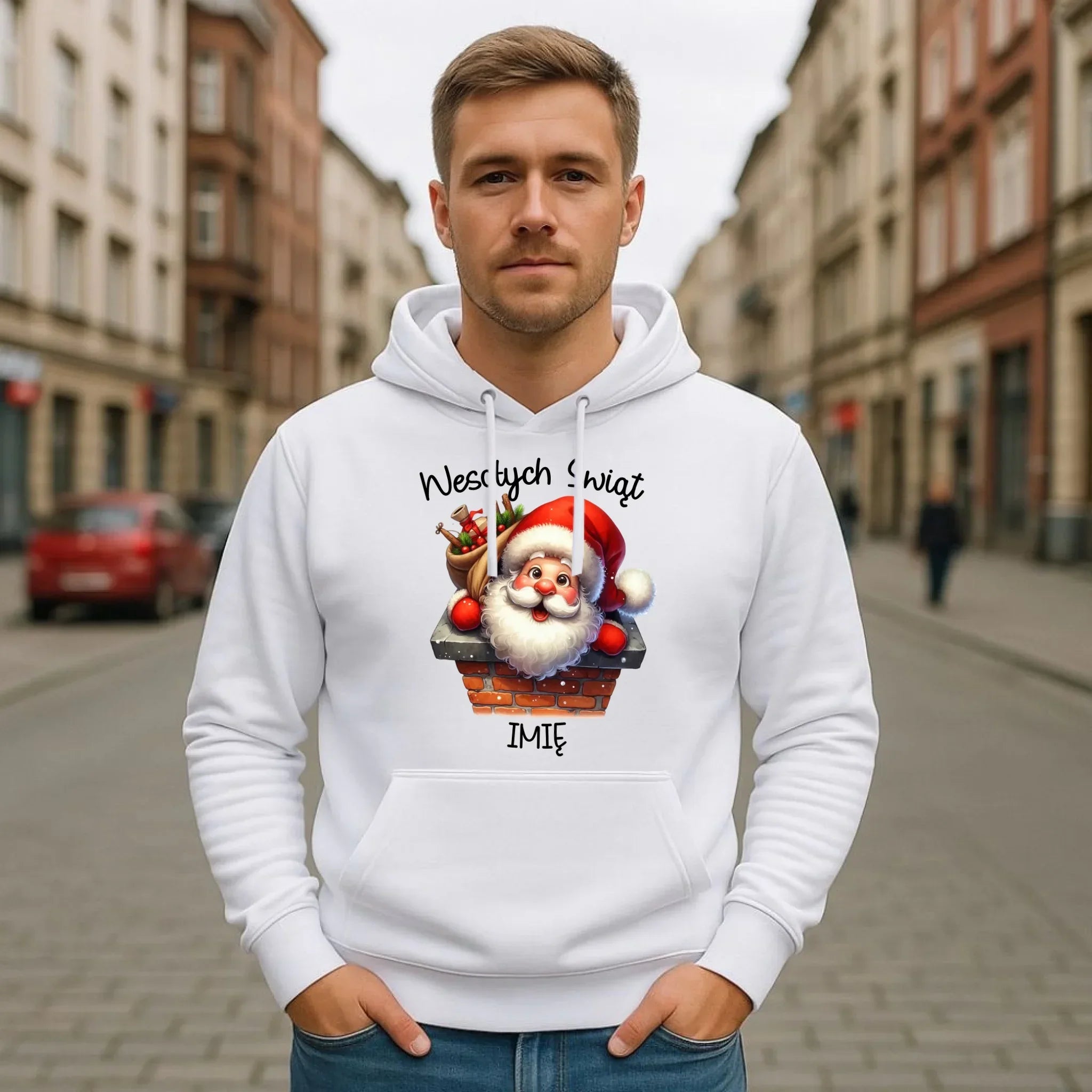 Bluza męska z kapturem świąteczna - prezent na Mikołajki Mikołaj - personalizowana BN08 - StoryCups.pl